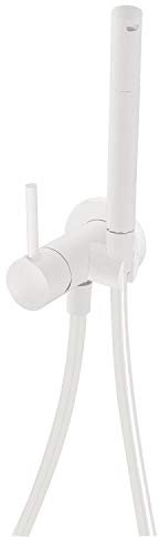 Tres Grifería Einhebelmischer für Bidet WC Loft Colors mit Halterung rechts oder links, austauschbar, Griff, 14,8 x 9 x 26 cm, Weiß matt (Referenz: 134123BM)