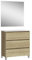 Baikal, Conjunto de baño Natura. Mueble de Baño de Fondo Reducido, con Lavabo cerámico. Distribución Tres Cajones. Mueble MONTADO. Tres Cajones con Espejo. Fondo 36cm 80 cm Nature