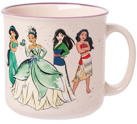 Silver Buffalo Disney Princess Live Your Story Keramiktasse mit Jasmin, Tiana, Mulan und Moana, 590 ml