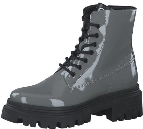 Tamaris Damen Schnürstiefel Blockabsatz; TAUPE PATENT/beige; 41 EU