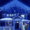 SUAVER Solar Lichterkette 300LED Lichtervorhang Außen 32.8ft Eisregen Lichterketten mit Fernbedienung 8 Modi Wasserfest 60 Stränge Hängen Dekorations Patio Licht Weihnachten beleuchtung (Blau)