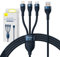 Baseus Cable USB 3 en 1 serie flash USB 3 en 1, USB-C + Micro + Lightning 66 W, 1,2 m (azul)