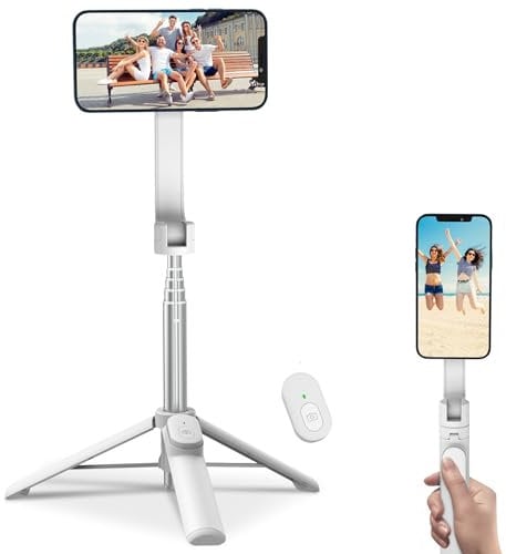 FANTCOO Magnetic Selfie Stick, 28inch Extendable Cell Phone Tripod Stand with Remote, Portable Phone Tripod for iPhone 15 14 13 12 11 Series & All Smartphones(White)
