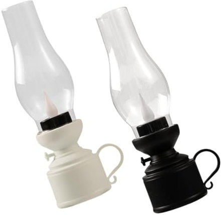 PRETYZOOM 2st Öllampen Für Den Innenbereich Vintage Elektronische Öllampe Aus Kunststoff Elektronische Petroleumlampen Für Den Innenbereich Tischpetroleumlampe Plastik Kerosin Altmodisch
