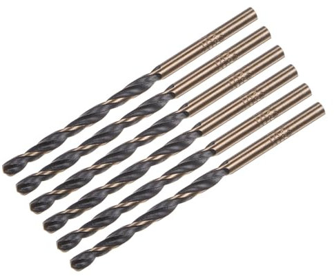 sourcing map 6pcs Jobber Drill Bits 3.2mm (0.126) Black Nitride & Gold Titanium Coated M2 High Speed Steel (HSS) Twist Drill Bits for Stainless Steel Aluminum Alloy Metal