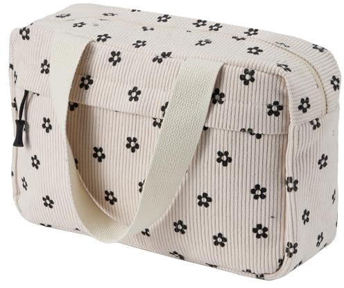 Jiliyote Kulturtasche Cord Damen Große Kosmetiktasche Make-up Tasche Kosmetikbeutel Kord Cosmetic Bag Reise Kosmetikbeutel für Travel mädchen Damen