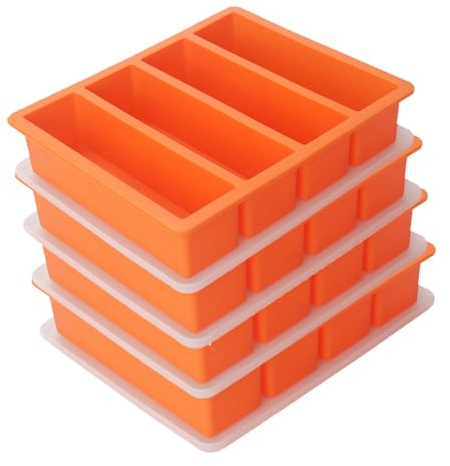 BECOKIT Silikon-Butterform mit Deckel, antihaftbeschichtet, passend für Standard-Buttergröße, ideal für Butter, Schokolade, Energieriegel und hausgemachten Kuchen (2 Stück, stilvolle orange)