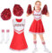 Cheerleader Kostüm Kinder, Cheerleadering Outfit Mädchen, Kostüm Pompom Girl, Mädchen Cheerleader Kostüm, Cheerleading Uniform mit 2 Pompoms und 2 Socken, für Karneval Maskerade Mottoparty(150)