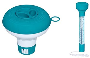 Bestway Flowclear | Dosierschwimmer Thermo-Set | 12,5 cm Ø | schwimmendes Poolthermometer | Einfache Überwachung der Wassertemperatur | Poolwasser sauber und kristallklar