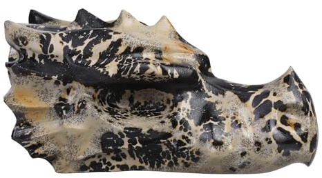 mookaitedecor Natural Grass Flower Jasper Crystal Dragon Skull Ornament | Hand Carved Chinese Painting Stone Dragon Head Figurine, Spiritual Crystal Tabletop Decor Gift for Collectors, 71-74mm