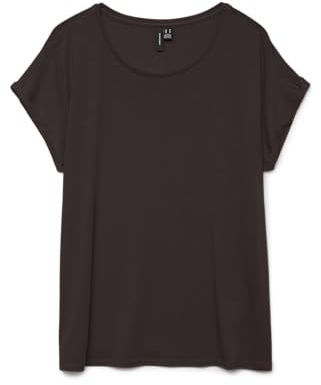 VERO MODA Damen Vmava Plain Ss Top Ga JRS Noos, Chocolate Torte, Medium