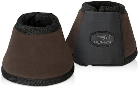 Equinate Hufglocken Fargo mit Wildleder überzogen XXL Braun - Robuste und stoßdämpfende Springglocken - Hufschutz für Training und Turniere - 2er Set