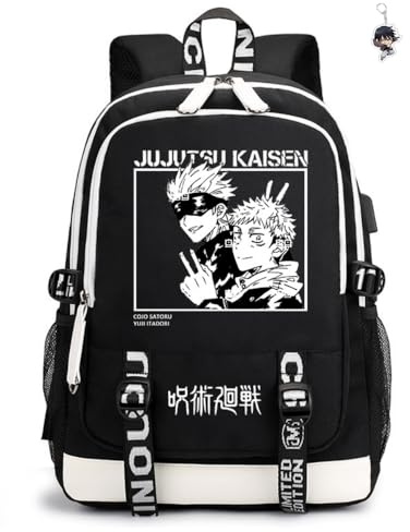 GDFENDU Sac à dos japonais avec porte-clés, port USB de 43,2 cm, sac à dos pour ordinateur portable, sac à dos d'école, sac à dos pour étudiants.