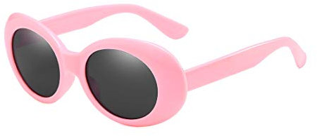 BOZEVON Retrò Occhiali da sole Ovali - Vintage UV400 Occhiali Donna & Uomo Rosa-Nero C5