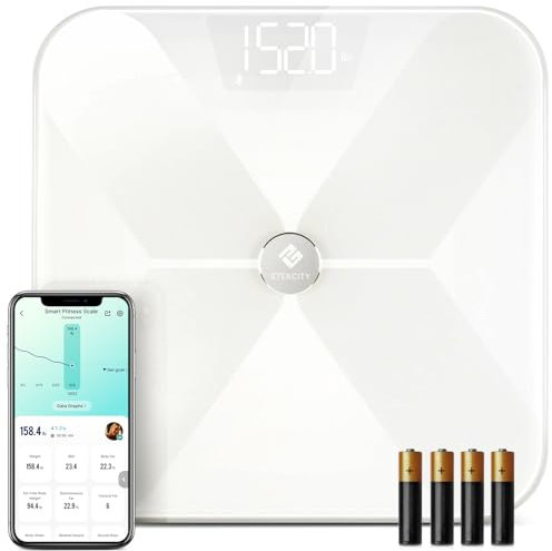 Etekcity Körperfettwaage Bluetooth Ultraschlanke Waage, Premium Smart Personenwaage Digital mit APP für BMI, Gewicht, Muskelmasse, Wasser, Protein, Knochengewicht, iOS/Android, 180 kg / 400 lb / 28 st