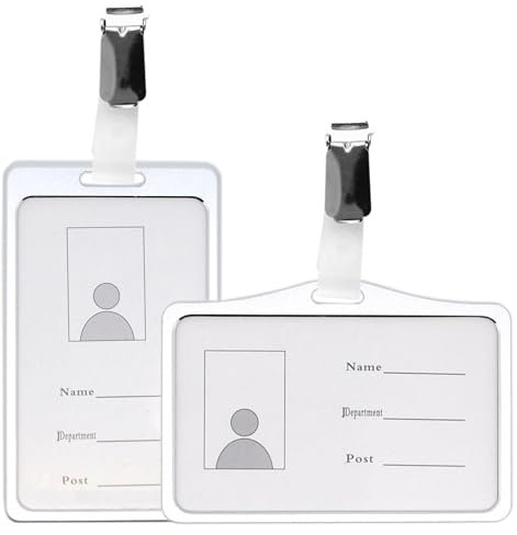 KARTENHALTER AUS METALL SILBER beidseitig offen AUSWEISHÜLLE AUSWEISHALTER mit Metallclip Clip Hosenträgerclip Werksausweis EC Karte Bankkarte Fahrkarten Schutz Namensschild (Querformat)