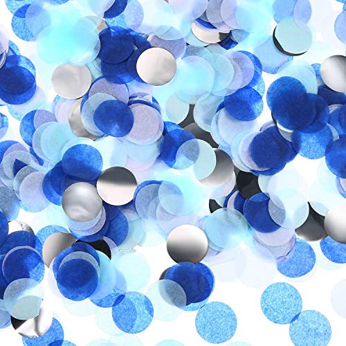 Runder Seidenpapier Tabellen Konfetti Punkte für Hochzeit Geburtstag Party Dekoration, 1,76 Unze (Weiß Blau Konfetti)