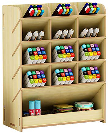 Hggzeg Stifthalter Aufbewahrungsbox aus Holz, multifunktionaler Schreibtisch-Organizer für Zuhause, Büro und Schule White Maple
