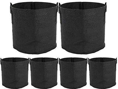 ValueHall Bolsas de Cultivo Saco para Plantas 6Pcs Contenedor de Macetas de Tela no Tejida Bolsa de Siembra para Flores Vegetales Patata Zanahoria Tomate Growing Bag V8020 (37 L)