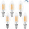 Akynite E14 LED Candle Bulbs Dimmable Warm White 2700K, 400LM, 4W Filament LED Equivalent E14 40W Incandescent, AC 220V C35 SES Small Screw Candle Light Bulb Clear for Chandelier, 6pcs