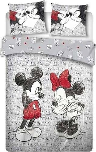 JSG Funda Nordica Minnie & Mickey Cama 135cm, Bettwäsche-Set, 2 Kissenbezüge, 2 Stück, Synthetische Materialien