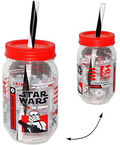 alles-meine.de GmbH 1 Stück Trinkbecher/Trinkflasche - mit Strohhalm & Deckel - Star War - Stormtrooper/Imperial Army - 550 ml - ZAK ! - Getränkebecher - Becher/Somme..