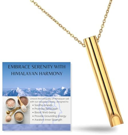 Halukakah ZenAtmende Halskette 18K Echtgold Plattiert: Meditations und Angstlinderungswerkzeug zur Entspannung, Stressreduktion und Atemübung, mit Luxuriösem Himalaya-Salz, Kette für Männer und Frauen