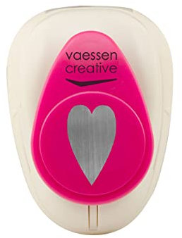 Vaessen Creative Motivstanzer Herz - 2.4 x 1.5 cm - Stanzer für Bastelpapier, Tonpapier, Scrapbookpapier oder Decoupagepapier, Weiß/Rosa