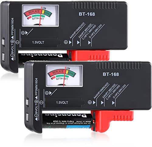2 Batterietester Digitaler Batterie Tester Akku Tester Batterie Testgeräte Batterieprüfer Batterieprüfgerät für AA, AAA, C, D, 9V, 1,5V und Knopfzelle Haushalt