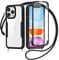 Yoedge 360 Degré Coque pour Oppo A74/A54/A93 5G avec Cordon de Collier 6,5, Coque avec Protecteur d'écran Intégré Transparent Silicone Full Body Protection Antichoc Housse Cordage Lanyard Case, Noir