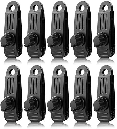 HOUSON 10Pcs Tarp Clip Clamp, Tarpaulin Clips Set Awning Clamp Set Tent Accessories for Camping, Tarps, Caravan, Garden Shade Cloth