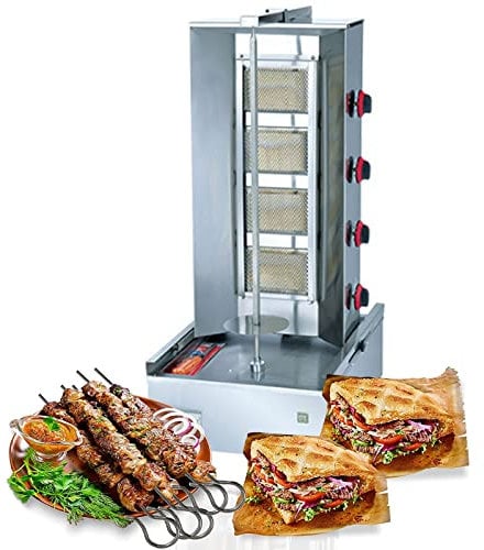 Multigrill für Zuhause Hähnchengrill Gas mit Drehspieß Drehgrill, Multigrill Dönermaschine Gyrosmaschine Gyrosgrill Brenner Tischgrill BBQ Döner für Zuhause Drehgrill Edelstahl
