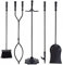 FACMAS Kaminbesteck 5-teiliges Herdwerkzeug-Kamin-Set ， Set Black Home Podest Base Kamin-Werkzeuge
