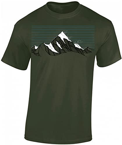 Baddery Wander Tshirt Herren : Bergwind - Kletter T-Shirt Männer - Geschenk für Wanderfreunde - Bergsteiger Ausrüstung (Army M)