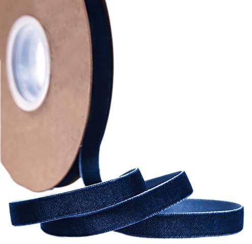 20 Yard Samtband Schleifenband,15mm Samtbänder Samtborte Samt Dekoband Geschenkband Schmuckband Stoffband Festival Bänder für DIY Nähen Blumenstrauß Hochzeit Geburtstag Geschenke Verpackung,Denim Blue