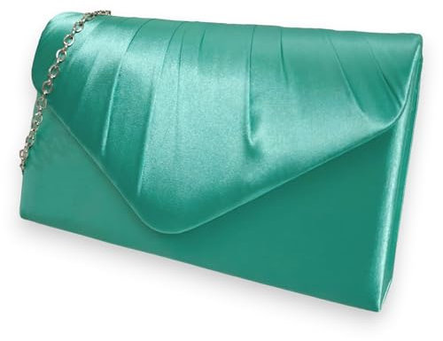 fi9® Bolso de mano de satén para mujer, para fiesta, graduación, novia, noche, verde menta, medium