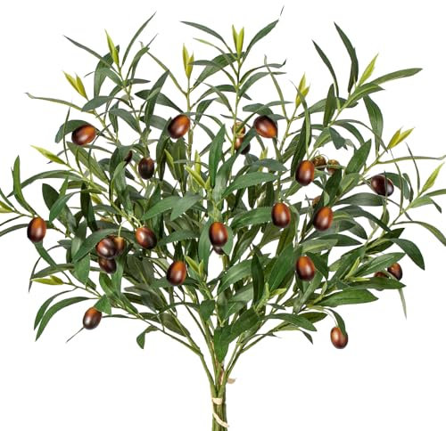 6er-Set 58cm Olivenzweig künstlich Schwer Brennbar, Kunstzweig Olivenzweig Deko Olivenbaum für Blumenarrangements, Vasen, Blumensträuße, Kränze, Tafelaufsätze, Hochzeit, Grünpflanzen, Heimdekoration