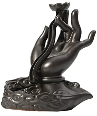 bruciatore di incenso Burner di backflow Burner in Ceramica Incenso Censer Buddha Waterfall Herfalfall Holtifase Incenso Cone Hold Office Yoga Tea House Home Decor Porta incenso Bastoncini Cenere