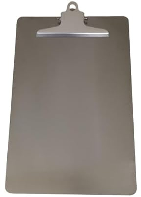 Klemmbrett aus Edelstahl, Schreibplatte, Clipboard, detektierbar, Din A4, H35,5cm x B22,8cm