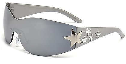 TOEECY Sonnenbrille Damen Herren Polarisiert Stern Elegant Übergroße UV400 Schutz Klassisch Vintage Trendy Retro 90's Vintage (# E)