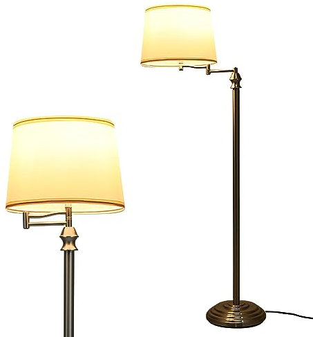 GiantexUK Floor Lamp, Standing Corner Lamp with 350° Swing Arm, TC Fabric Lampshade, Large Base, Foot Switch & E27 Socket, Tall Reading Light Lamp for Bedroom Living Room Office