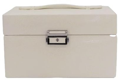 Friedrich23 Milano Schmuckkoffer Beige – Feinsynthetik 19x13x11 cm, kleiner Schmuck Aufbewahrungskoffer