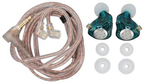 Auriculares con Cable, Controlador Dinámico de 10 Mm Diseño Ergonómico KZ EDX Pro Auriculares HiFi Graves Profundos OFC Core Profesional para Viajes para Rendimiento (Cian