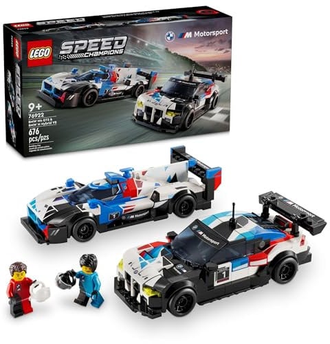 LEGO Speed Champions BMW M4 GT3 & BMW M Hybrid V8 Rennwagen Auto-Spielzeug mit 2 baubaren Modellautos und 2 Rennfahrer-Minifiguren, Geschenk für Jungs, Mädchen und Autofans ab 9 Jahren 76922