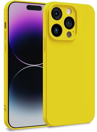 MyGadget Cover per iPhone 14 Pro - Custodia in Silicone Morbido a Doppio Strato – Case con Protezione Fotocamera & Fodera Interna Antigraffio - Giallo