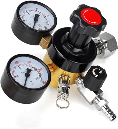 Eastpole Dual Gauge CO2 Regler Bierfass Druck Schnelltrenn-Bierregler mit Sicherheitsdruckentlastungsventil 0-60 PSI 0-3000 Tankdruck