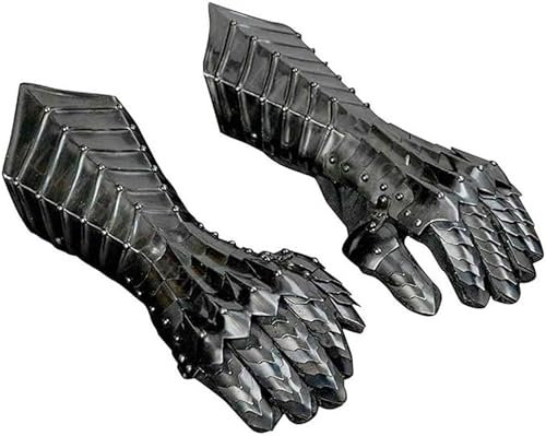 L M Handicrafts Mittelalterliche Nazgul Stulpenhandschuhe – schwarze Stahlhandschuhe für Damen, Schwarz, Standard