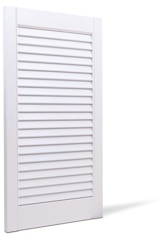 Bortaberg Louvre Door, Pine Wood, Vented Open, Natural or White Color, Slatted Wardrobe Doors, Internal Louvre Cupboard Doors, Various Sizes (White,1100mm (43.3'') x 394mm (15.5''))