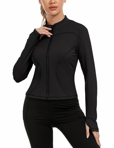 Gyabnw Funktionsshirt Damen Langarm Sportshirt Laufshirt Damen Langarm Gym Oberteil Trainingsjacke mit Daumenloch Fitness
