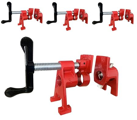 HimaPro 3/4-Inch H-Style Professional Pipe Clamp Set – Designed for Woodworking, Carpentry, Home Improvement, and DIY Projects (4-Pack)